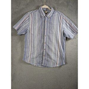 Carbon 2 Cobalt Shirt Medium Short Sleeve Button Down Multicolor Blue Striped